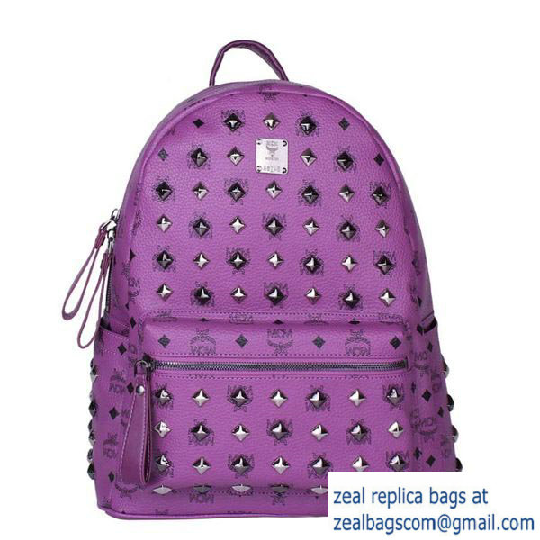 High Quality Replica MCM Stark Studded Medium Backpack MC2089 Purple - Click Image to Close